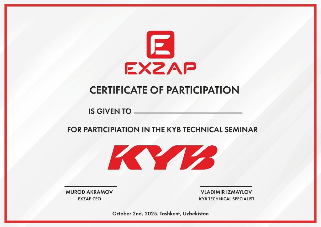 Certificate of Participation KYB Technical Seminar
